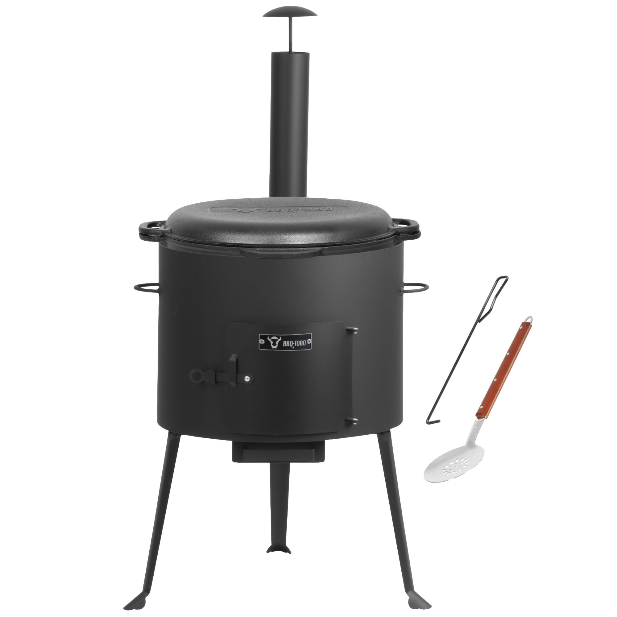 Accessoire Cuisson Extérieure Crochet En T En Fonte Pour Poêle Hollandais (Dutch Oven) - 26 Cm - Levier Pour Soulever Couvercle Chaud - Idéal Camping, Barbecue Poignee Barbecue