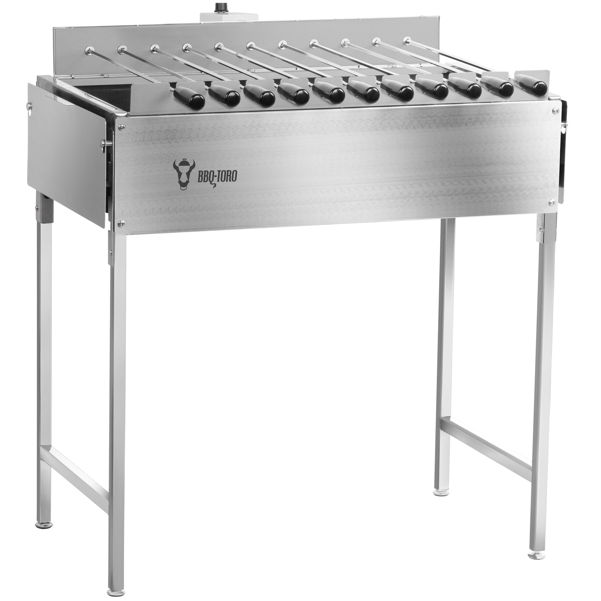 Kohlegrill mit Spießaufsatz, 11 Spieße, Edelstahl, inkl. Motor – BBQ-Toro