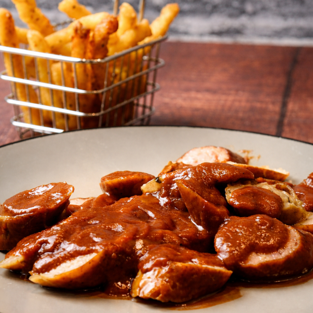 Klassische Currybratwurst vom Grill