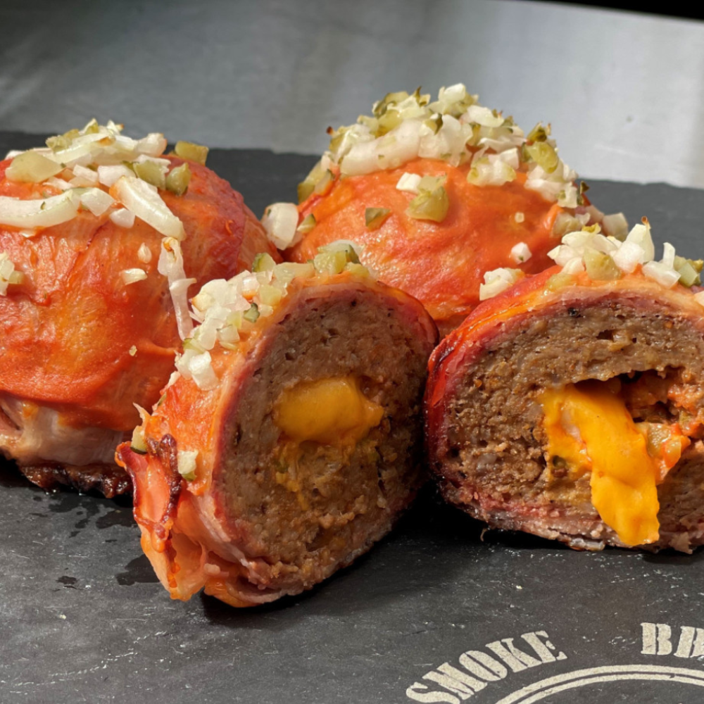 Cheeseburger Moink Balls vom Grill