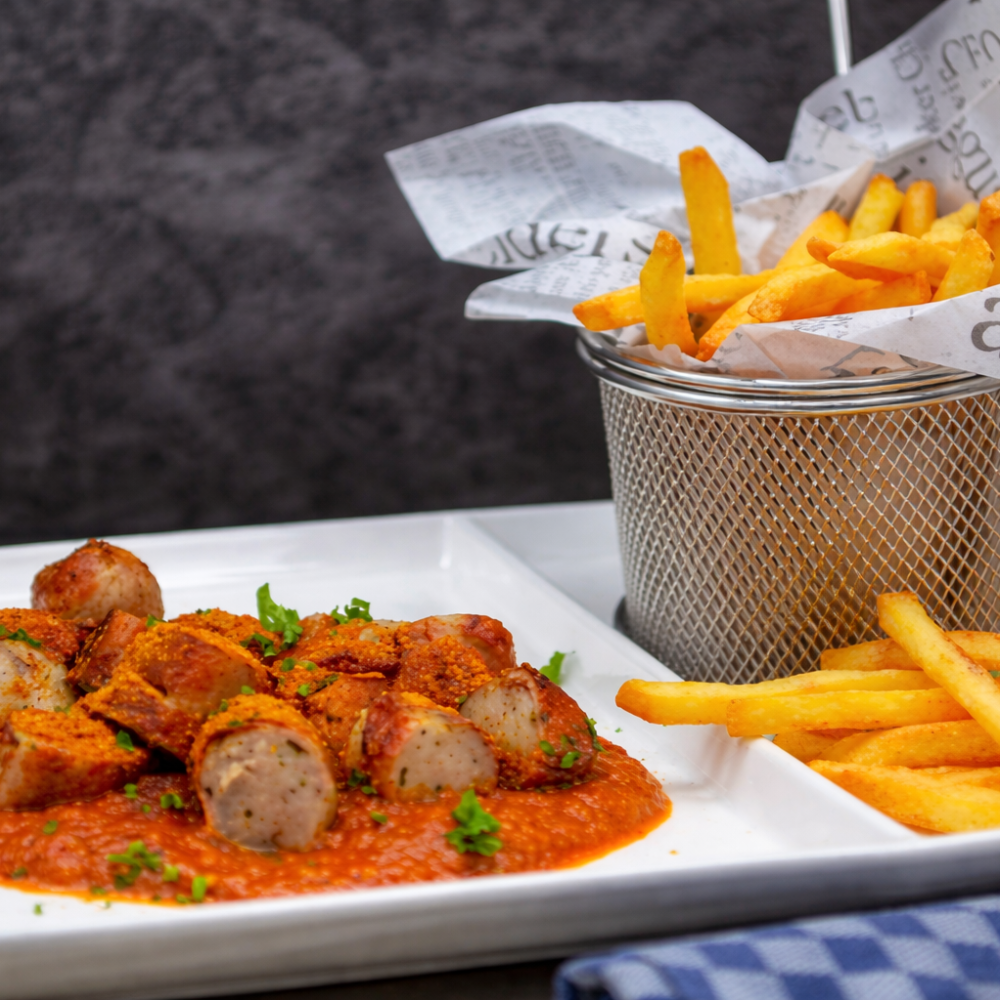 Currywurst mit fruchtiger Currysauce