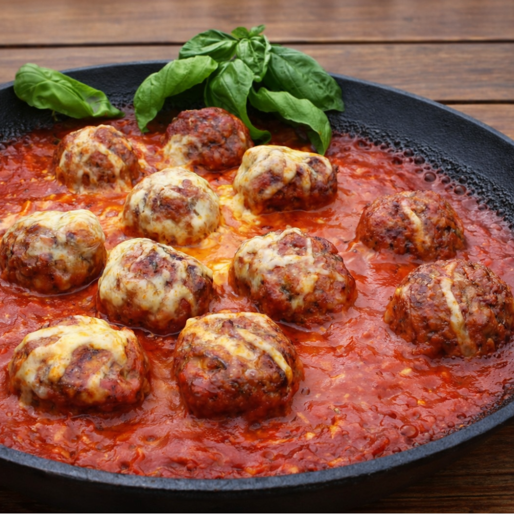 Geräucherte Hackbällchen in Tomatensauce