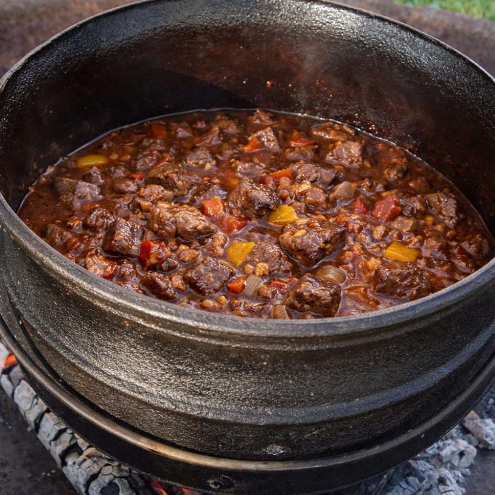 Wildgulasch im Potjie