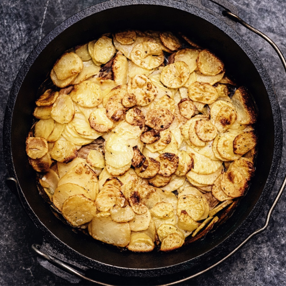Veganes Kartoffelgratin aus dem Dutch Oven