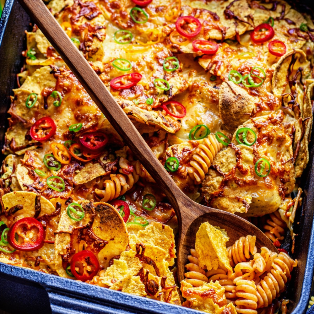 Nudel-Nacho-Auflauf