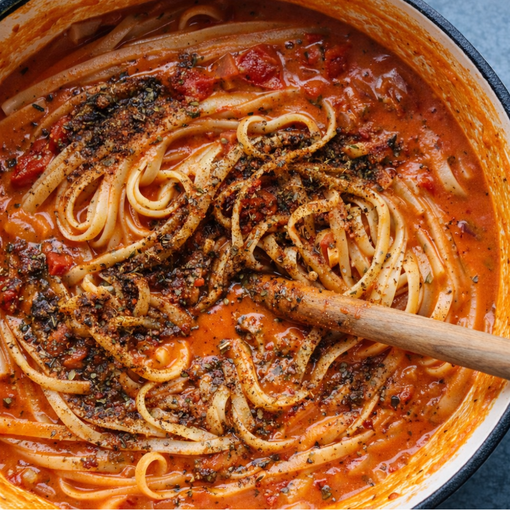One Pot Pasta mit Tomaten-Mozzarella-Sauce