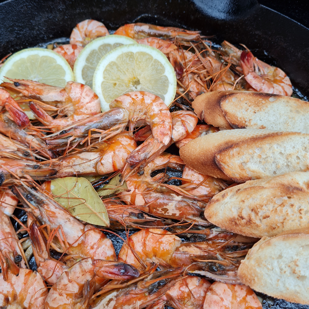 Portugiesische Gambas aus der Pfanne