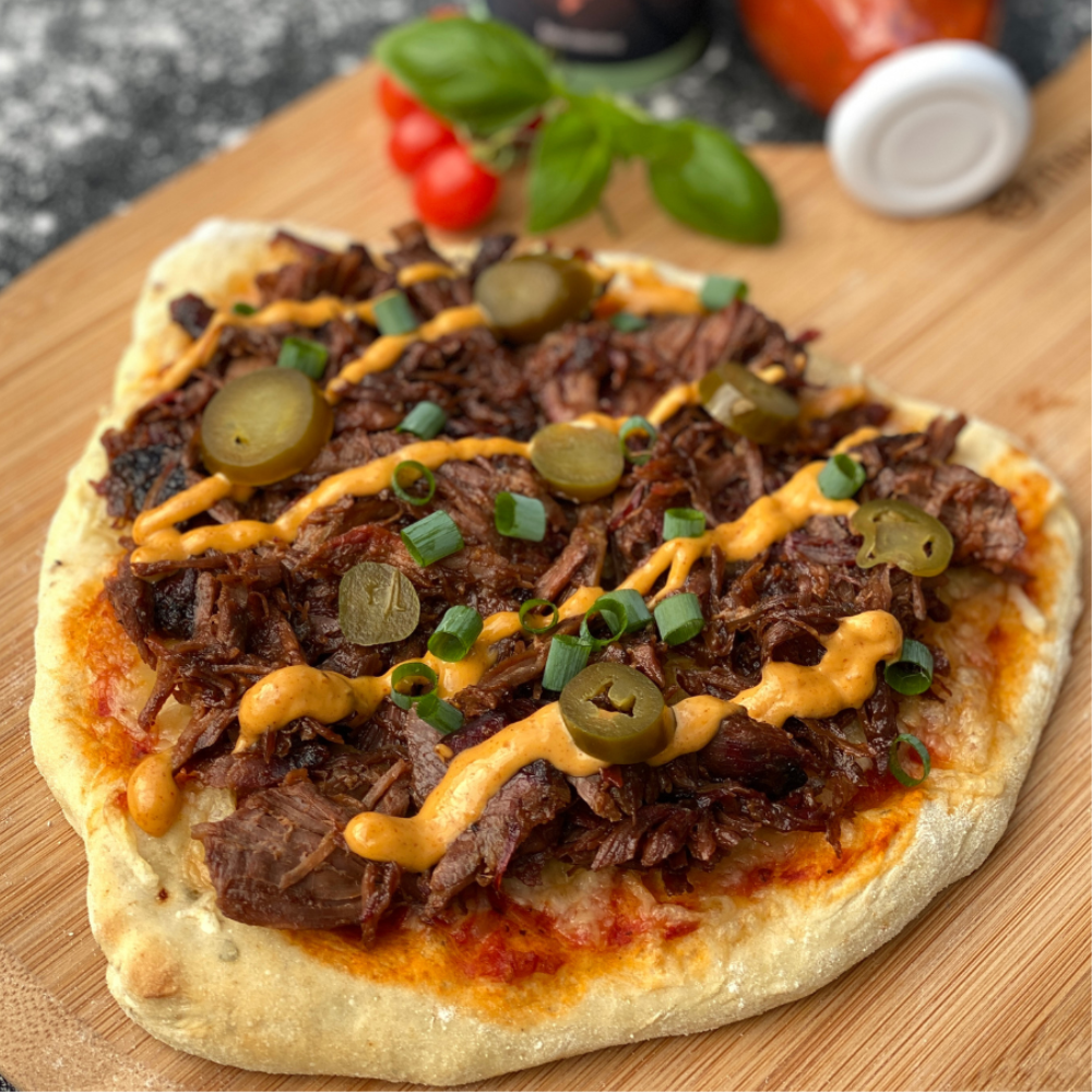 Pulled Pork Pizza vom Grill