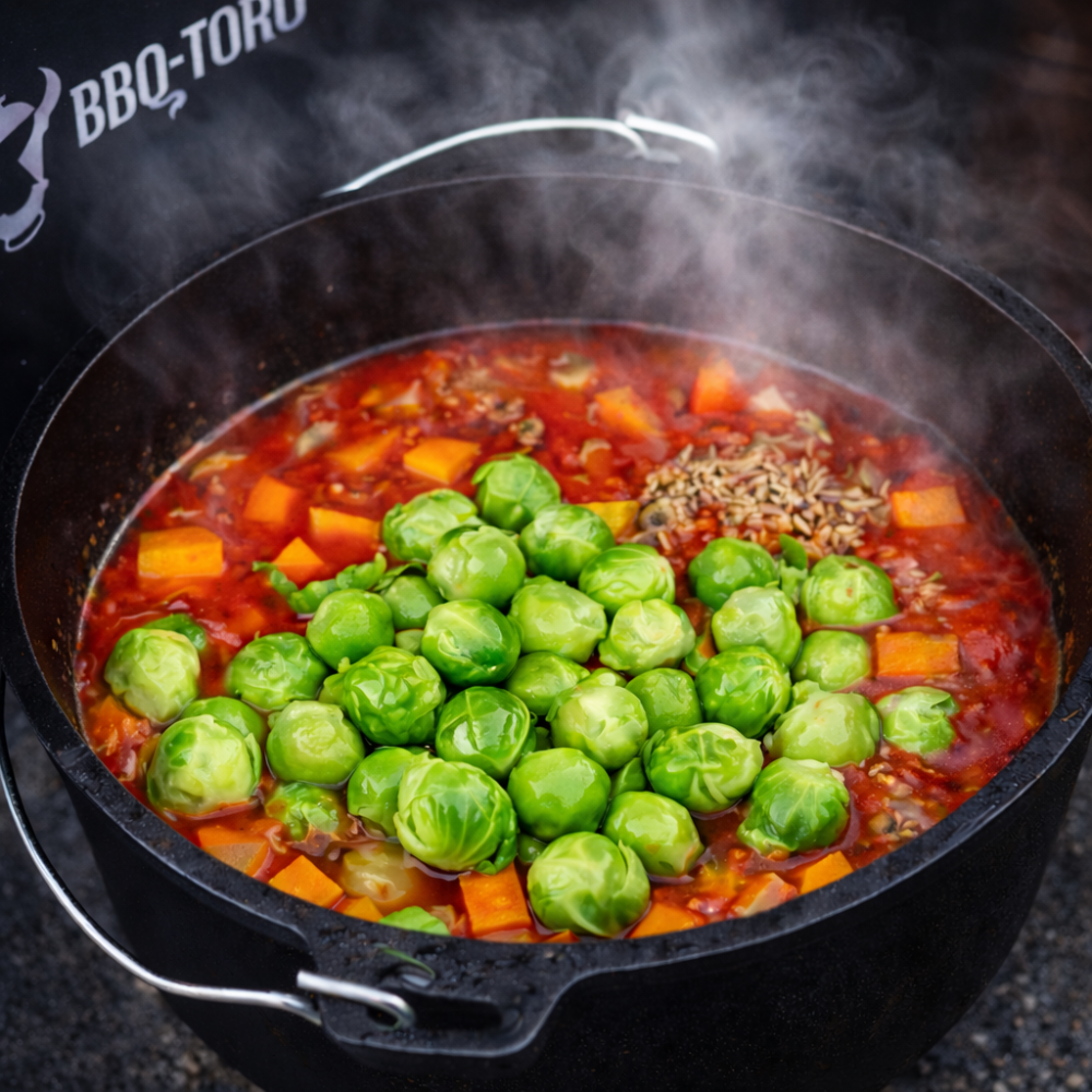 Rosenkohl-Süßkartoffel-Dopf mit Hackfleisch & Kasseler