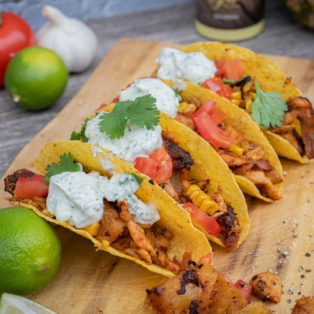 Taco al Pastor mit Hähnchen vom Drehspieß