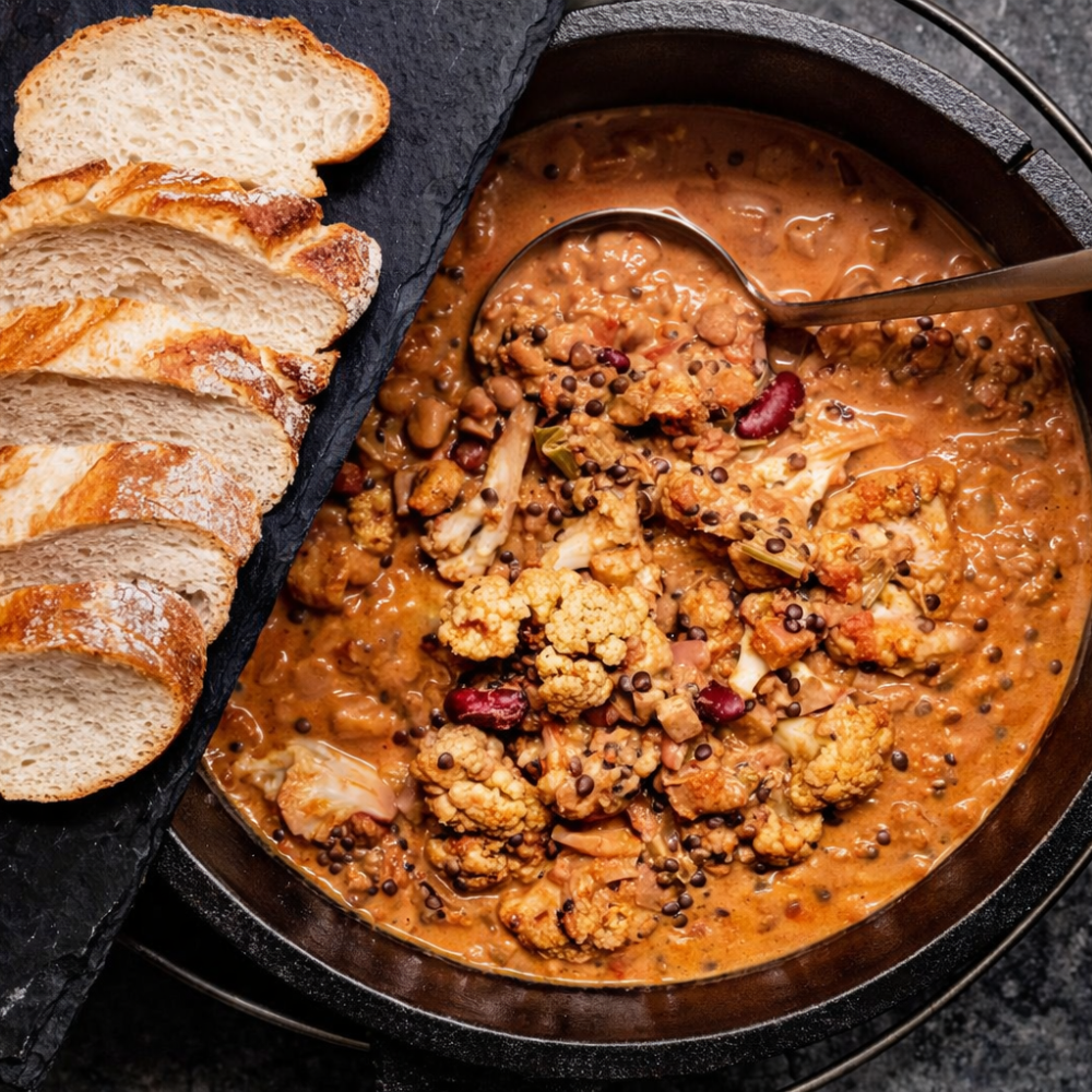 Veganes Dutch Oven Gulasch mit Blumenkohl