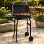 Holzkohle Grillwagen mit Thermometer und Schornstein