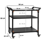 Grillwagen, schwarz, inkl. großer Arbeitsfläche