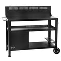 Chariot barbecue, noir, 125 x 57 x 104 cm, pare-vent inclus
