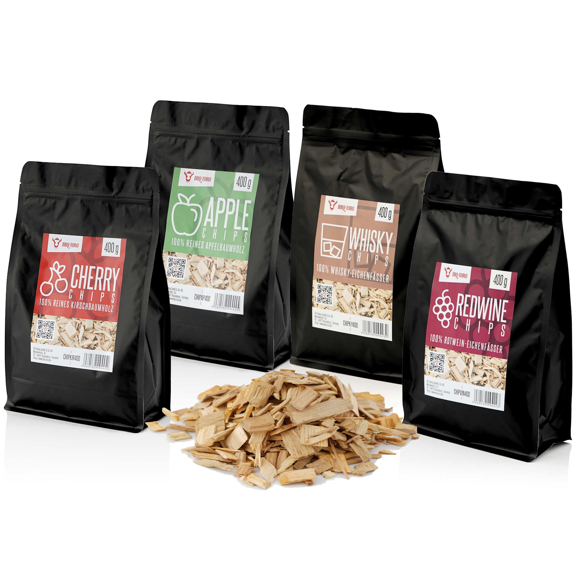 Räucherchips Set, 4 Sorten, à 400 g