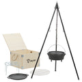 Dutch Oven, 6-piece set, cast iron, including wooden box