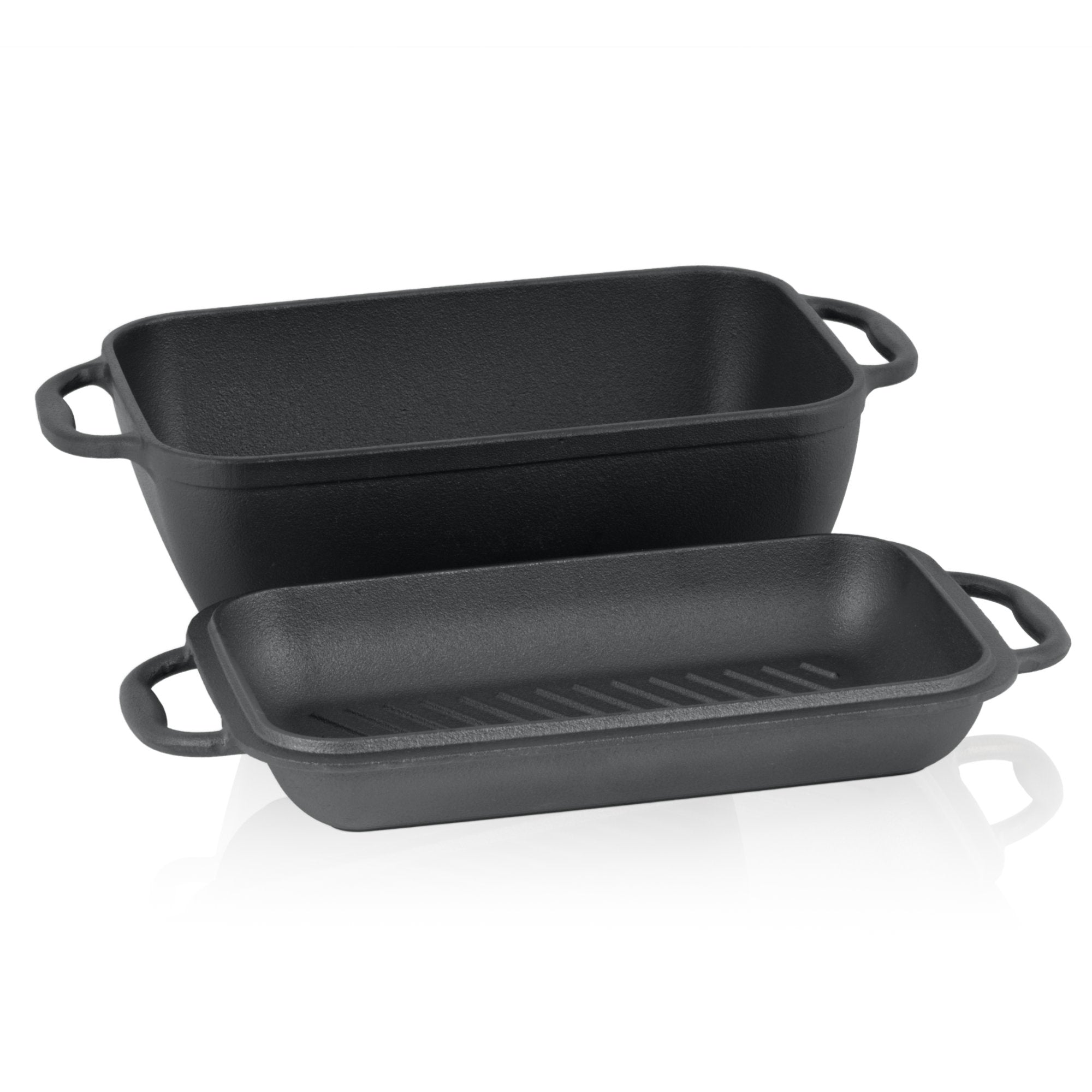 Plat à rôtir 2 en 1, 4,5 litres, en fonte, avec couvercle