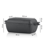 Plat à rôtir 2 en 1, 4,5 litres, en fonte, avec couvercle