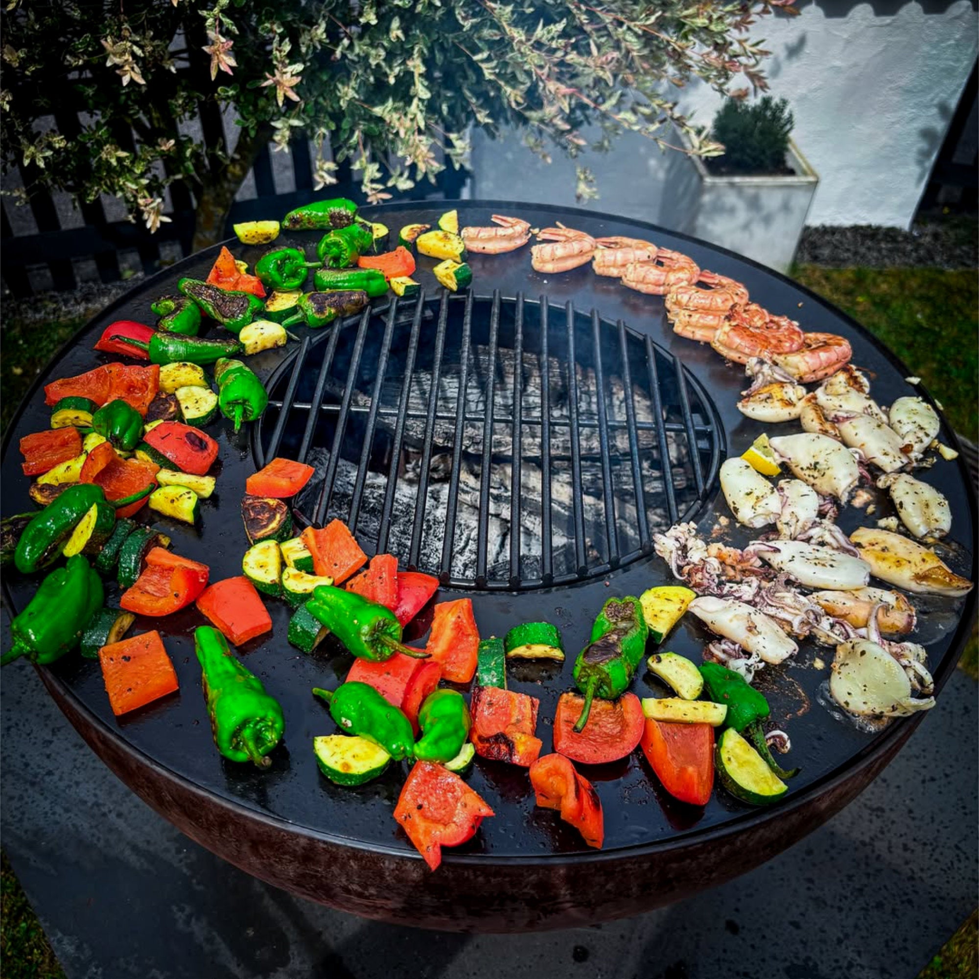 Brasero avec grille, Ø 60 cm, aspect rouille