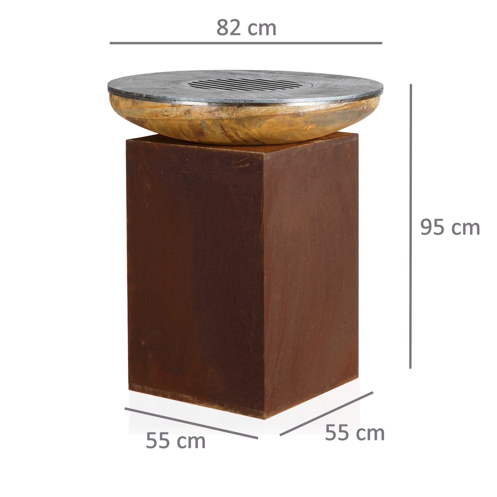 Fire bowl with grill ring, Ø 82 cm, steel