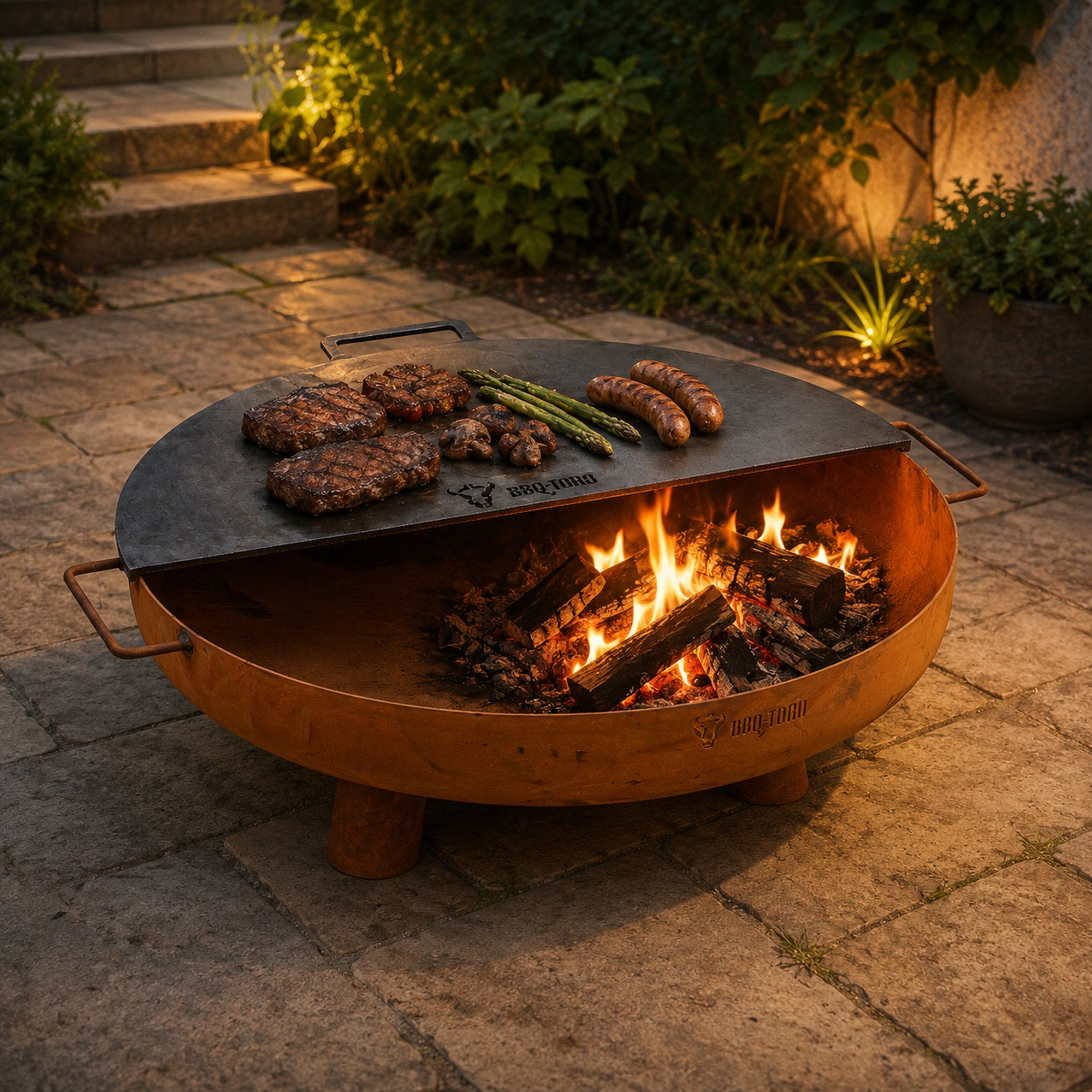 Grillplatte für Feuerschalen, Karbonstahl