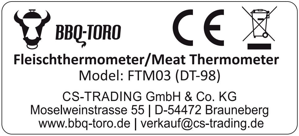 Rechargeable digital grill thermometer, -50°C to 300°C, including LCD display