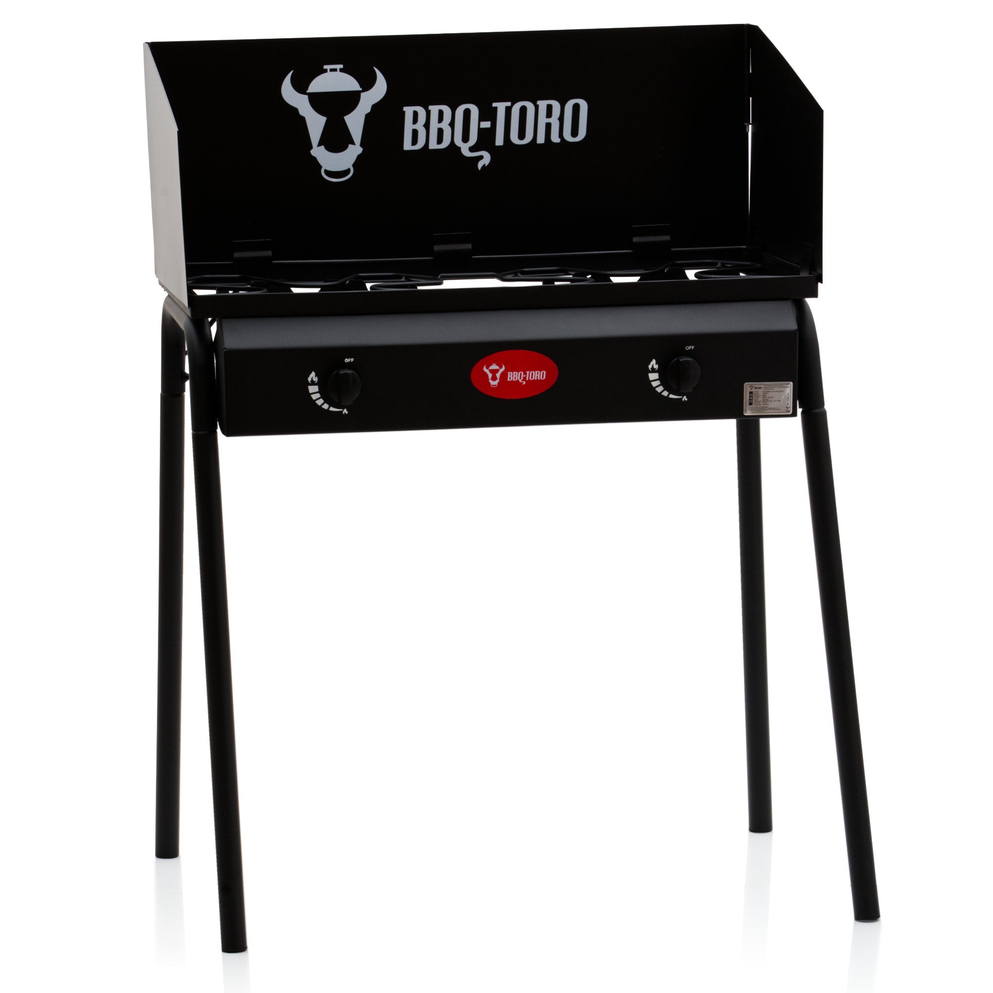 Gas Grilltisch, inkl. Windschutz, 2 Gusseisen Brenner, 2kW