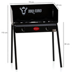 Table de barbecue à gaz, comprenant une plaque de cuisson en acier inoxydable et 2 brûleurs en fonte.