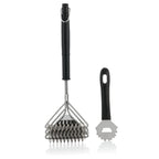 Grill brush, 2-piece set, ergonomic