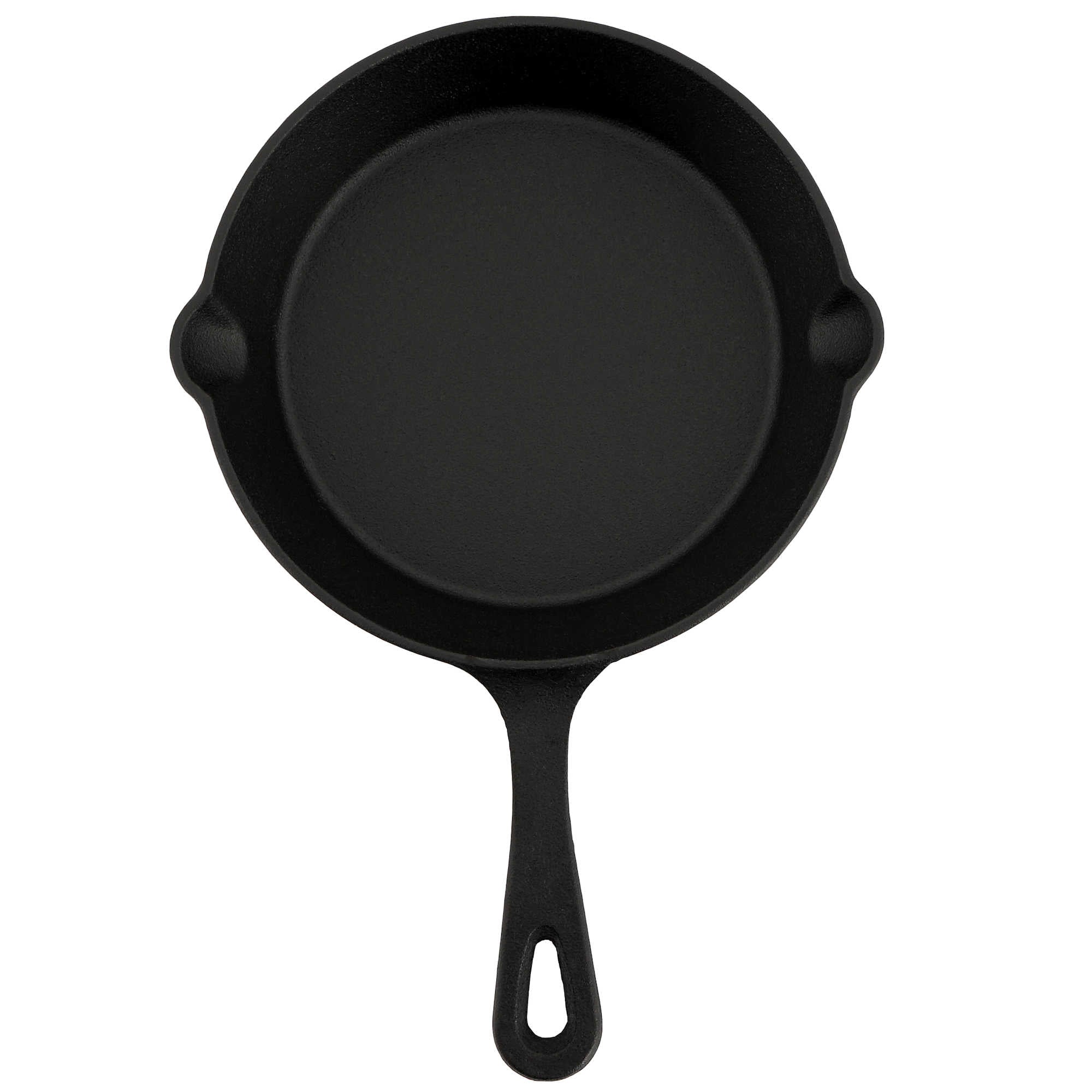 Gusseisenpfanne, Gusseisen, pre-seasoned, zwei Ausgießer, inkl. Glasdeckel