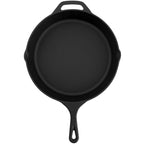 Gusseisenpfanne, Gusseisen, pre-seasoned, zwei Ausgießer, inkl. Glasdeckel