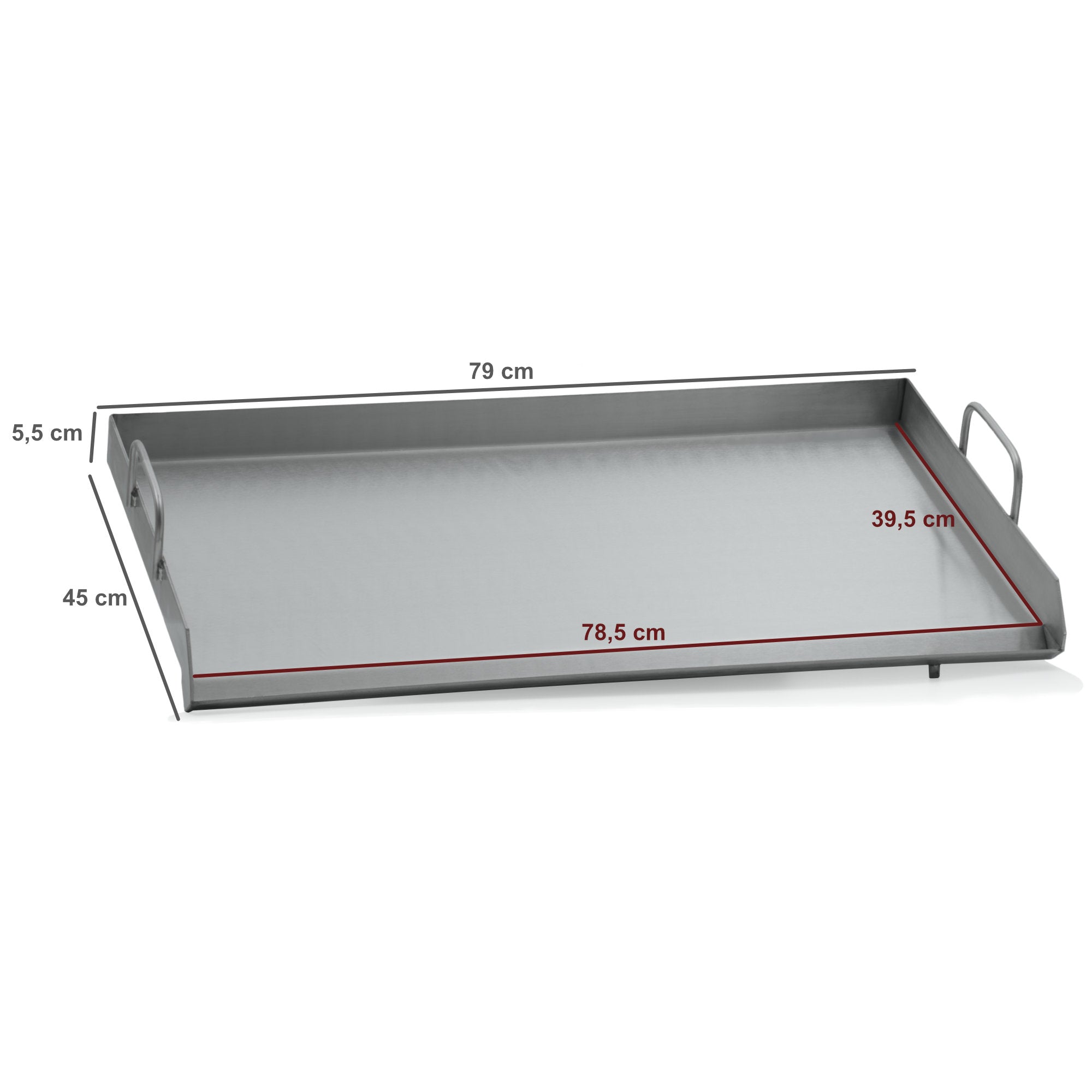 Edelstahl Grillplatte für Gas Grilltisch, 79 x 45 x 13 cm