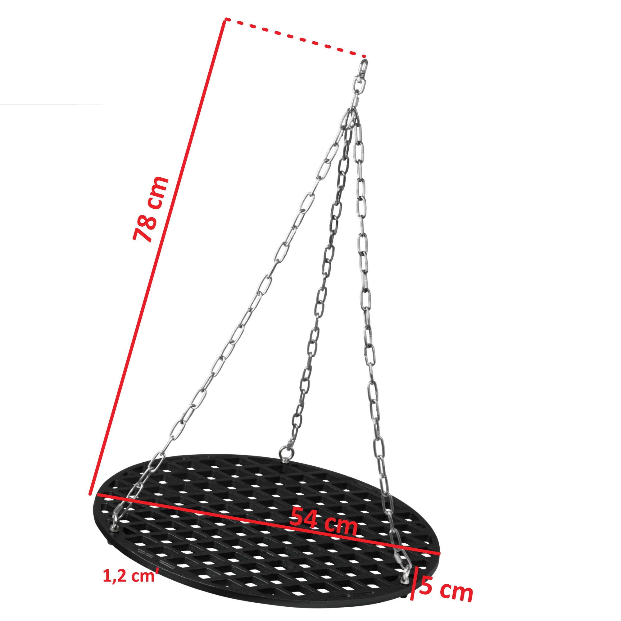 Tripod grill, 112 - 178 cm, incl. grill grate, Ø 54 cm, cast iron