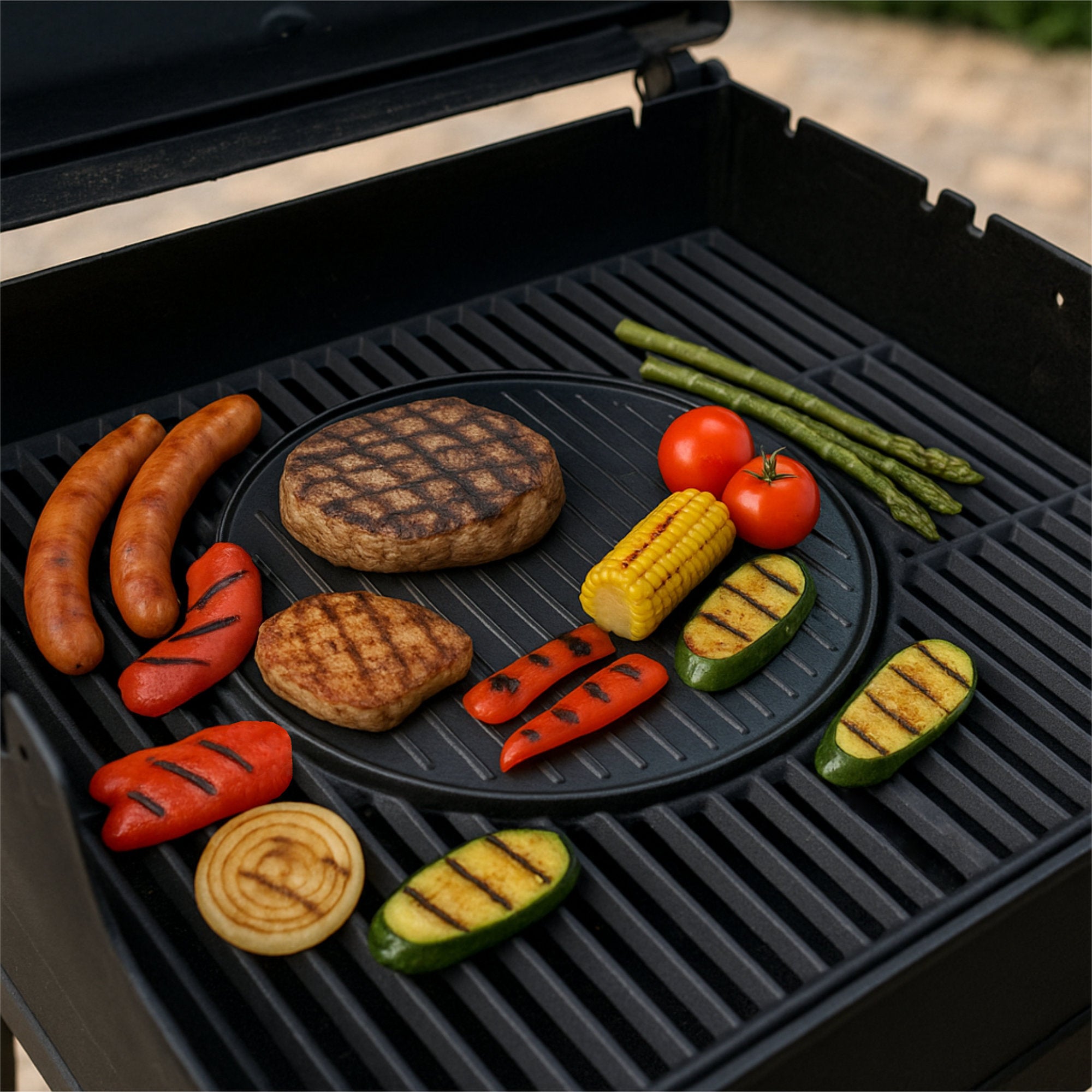 Grillplatte, Gusseisen, Ø 30 cm, Plancha