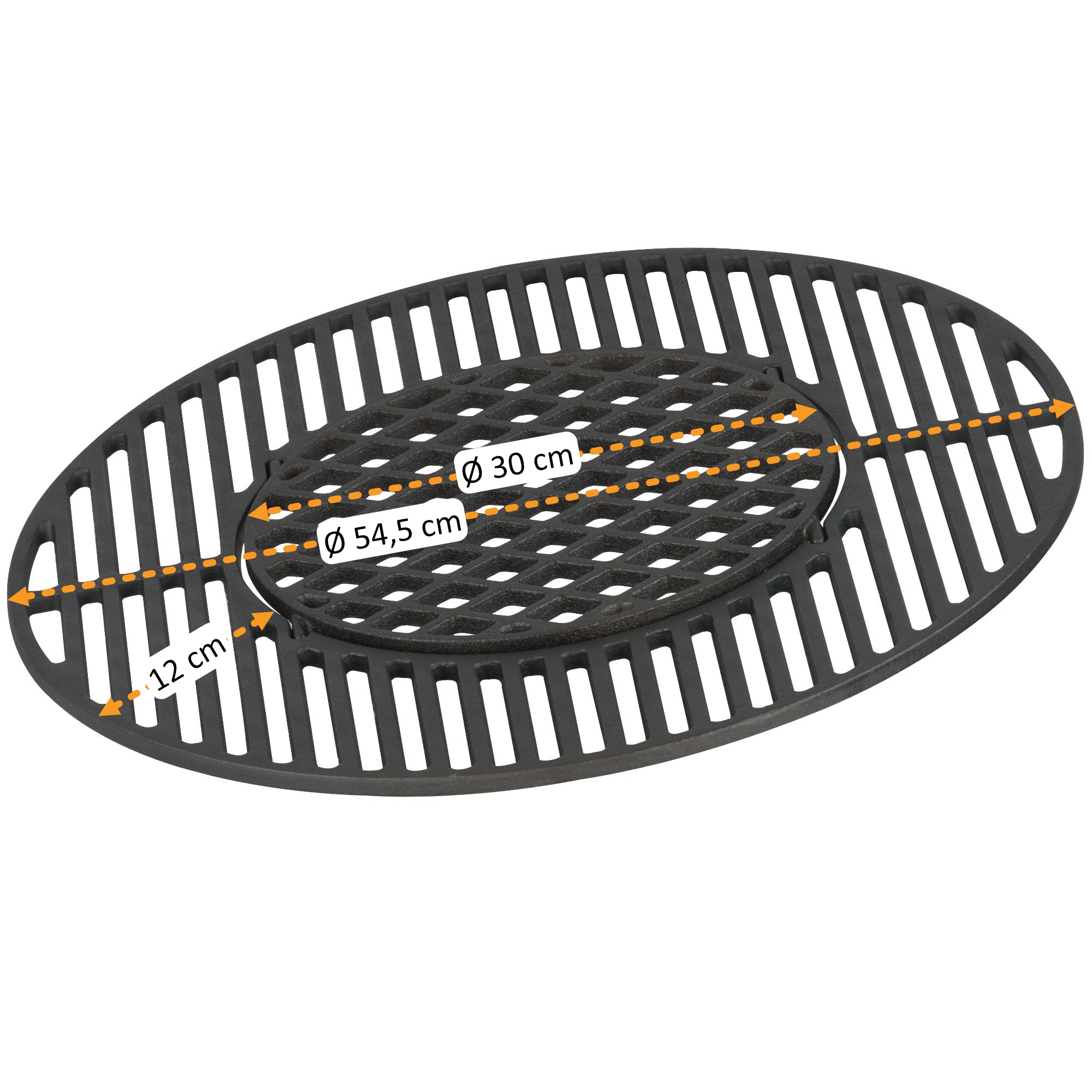 Grillrost System, Ø 54,5 cm, Gusseisen, für 57 cm Kugelgrill