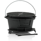 Marmite à griller en fonte, avec grille de style Hibachi,