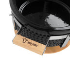 Holzkohletischgrill, Keramik, inkl. Holzunterlage