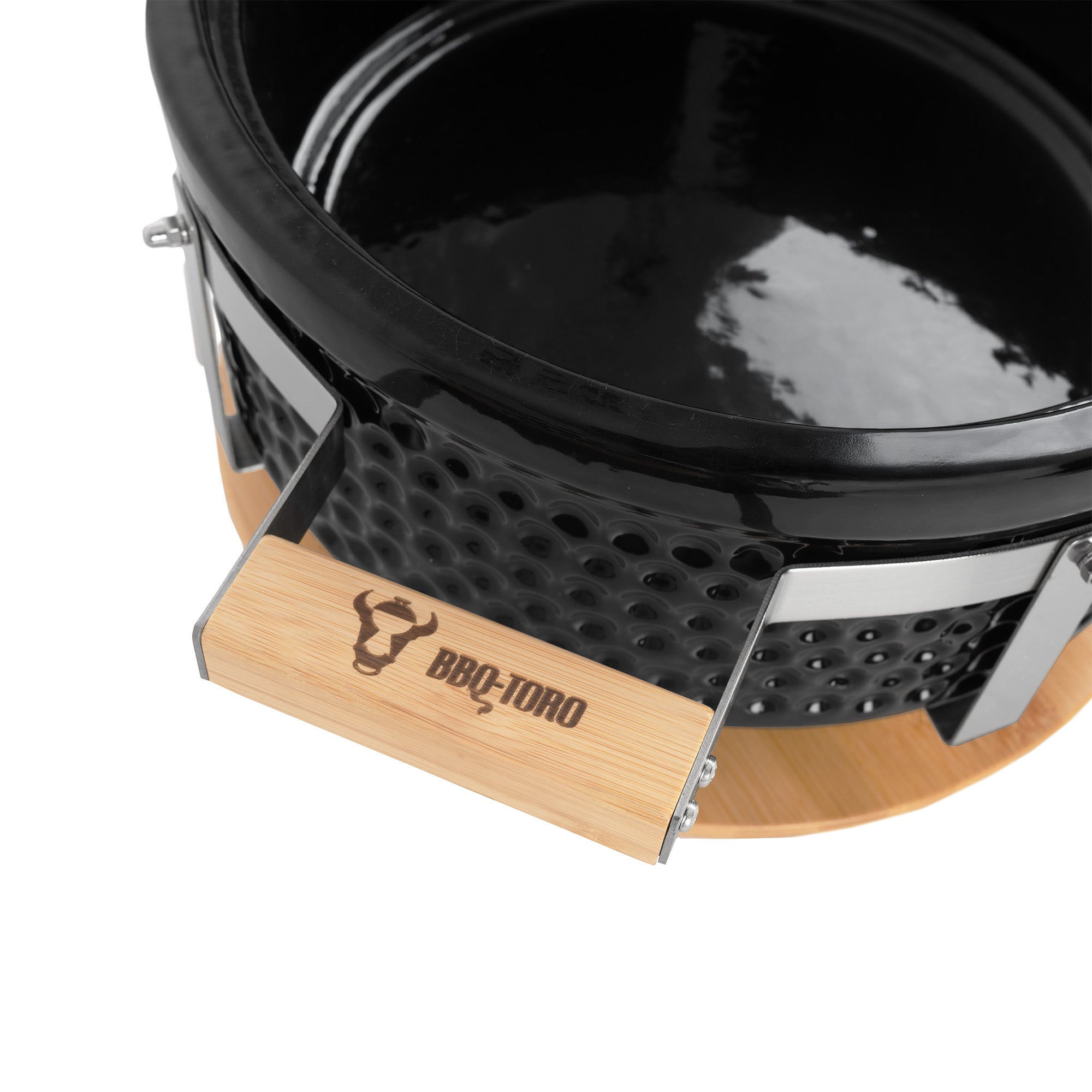 Holzkohletischgrill, Keramik, inkl. Holzunterlage