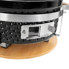 Holzkohletischgrill, Keramik, inkl. Holzunterlage