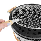 Holzkohletischgrill, Keramik, inkl. Holzunterlage