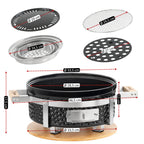 Holzkohletischgrill, Keramik, inkl. Holzunterlage