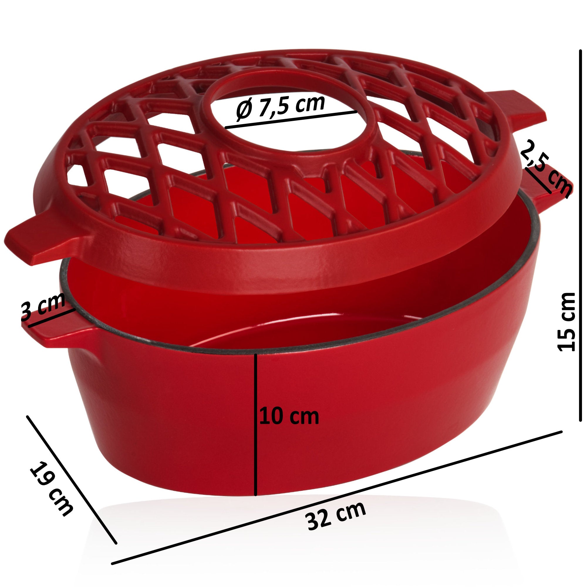 Humidifier, 2.7 liters, cast iron, enamelled