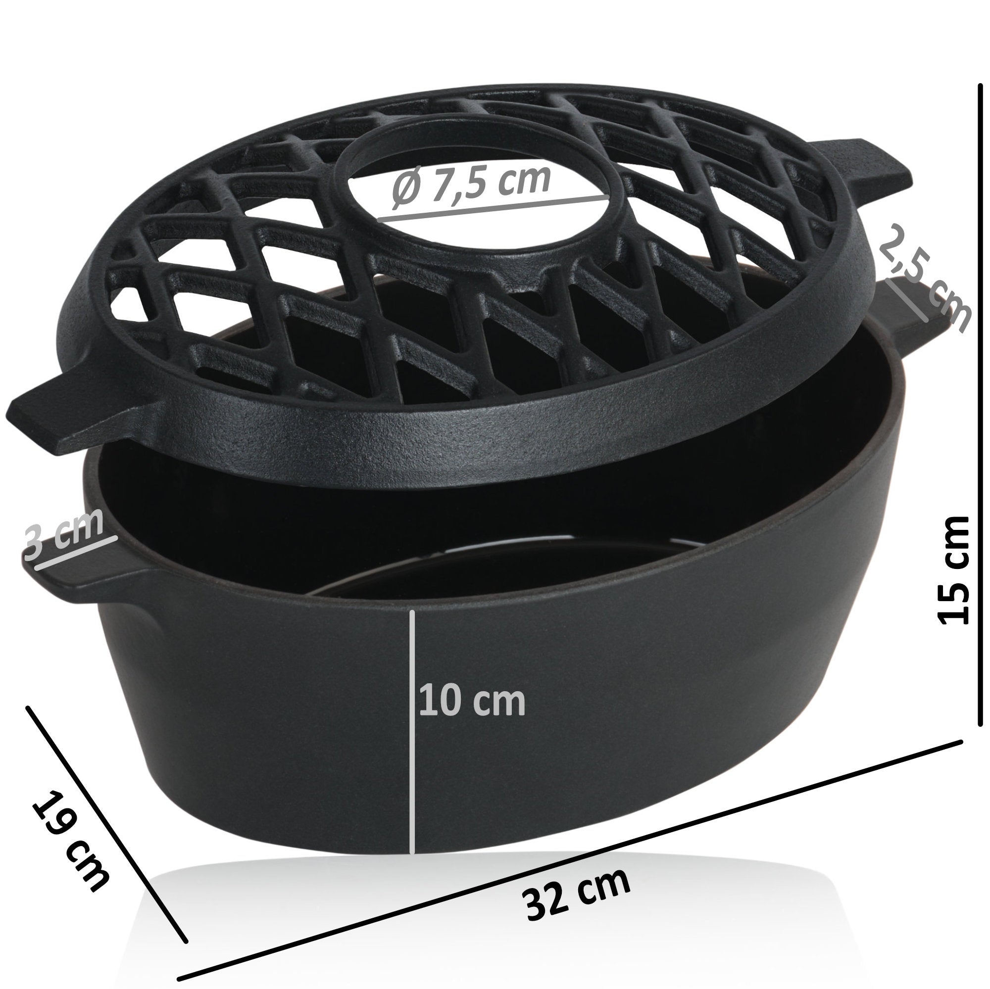 Humidifier, 2.7 liters, cast iron, enamelled