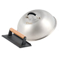 Wärmeglocke Set, Ø 31,5 cm, Edelstahl, inkl. Gusseisen Fleischbeschwerer (eckig)