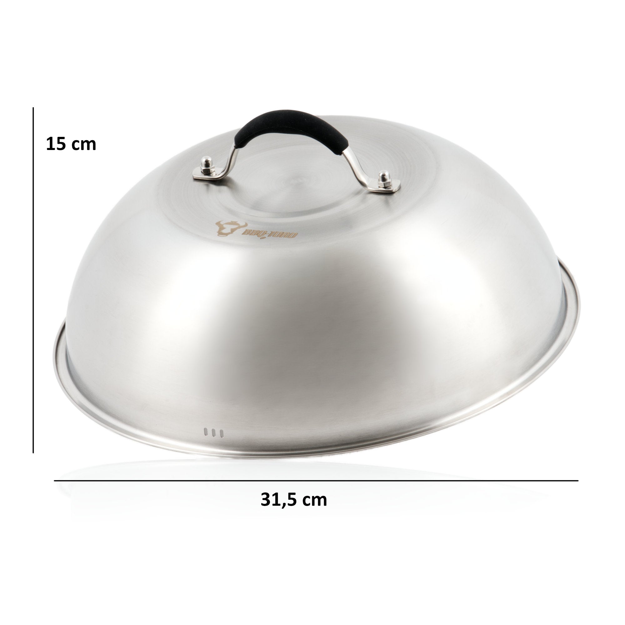Wärmeglocke Set, Ø 31,5 cm, Edelstahl, inkl. Gusseisen Fleischbeschwerer (rund)