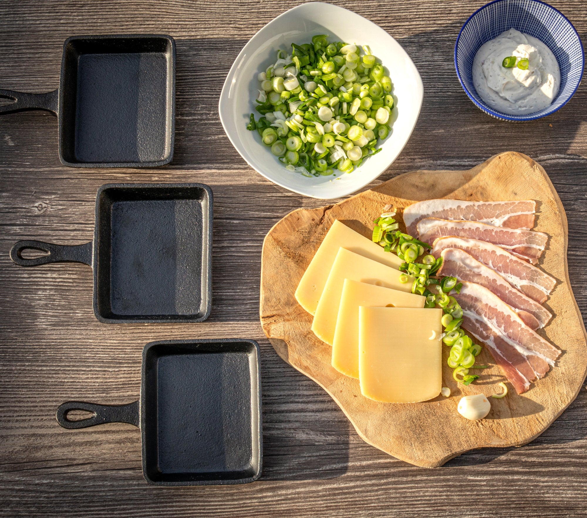Raclette Pfännchen, 6er Set, 12,5 x 18 cm, Gusseisen