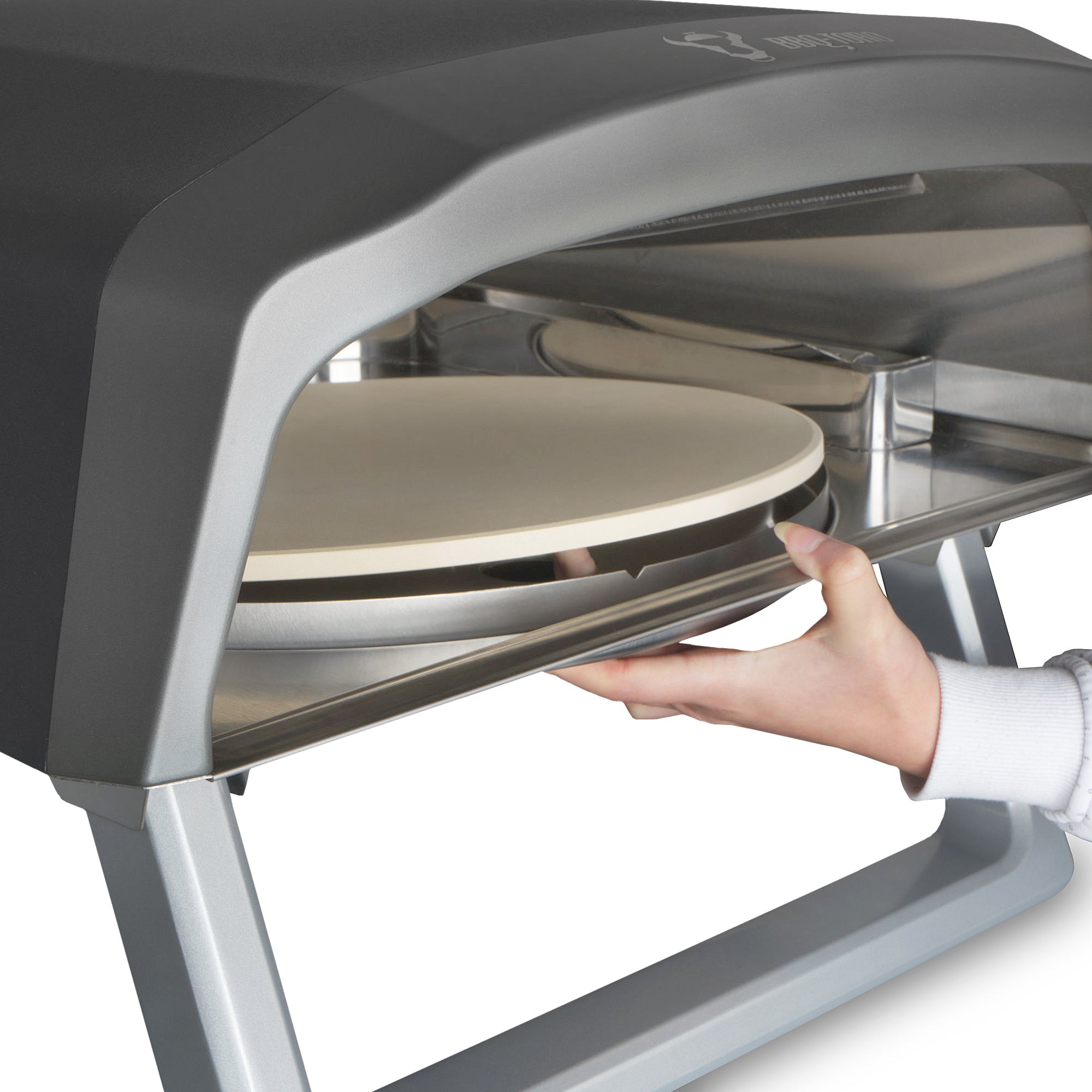 Gas pizza oven, including turntable