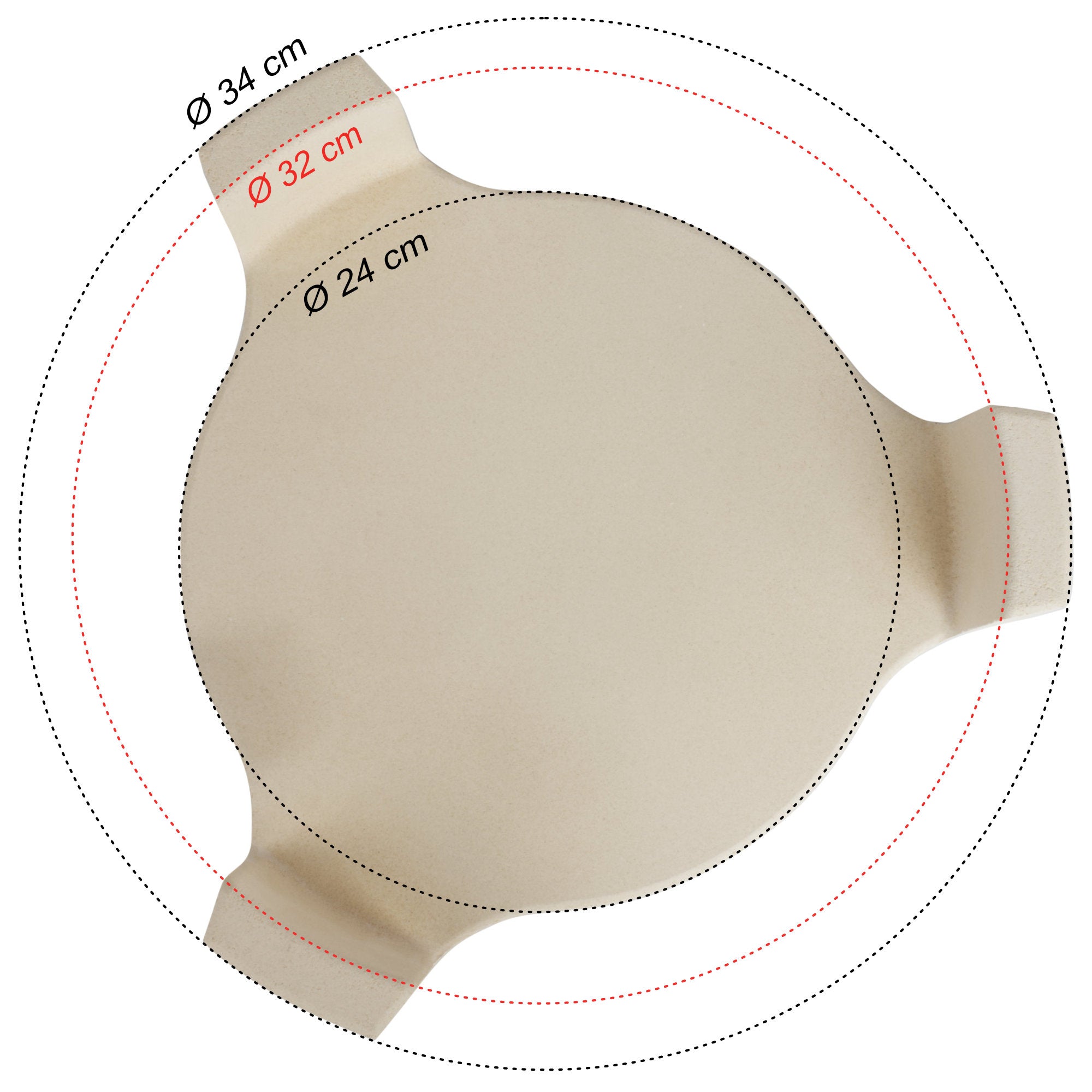Deflektorstein, Ø 24 cm - Ø 34 cm, Pizzastein für Kamado Ø 39 cm