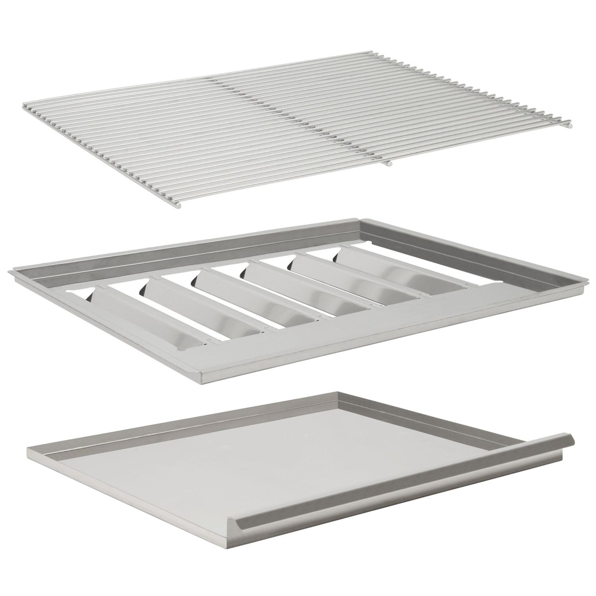Grillrost Set, 60 x 48 cm, inkl. Flammenblech und Fettwanne, für Gastrobräter (64 x 52 cm)