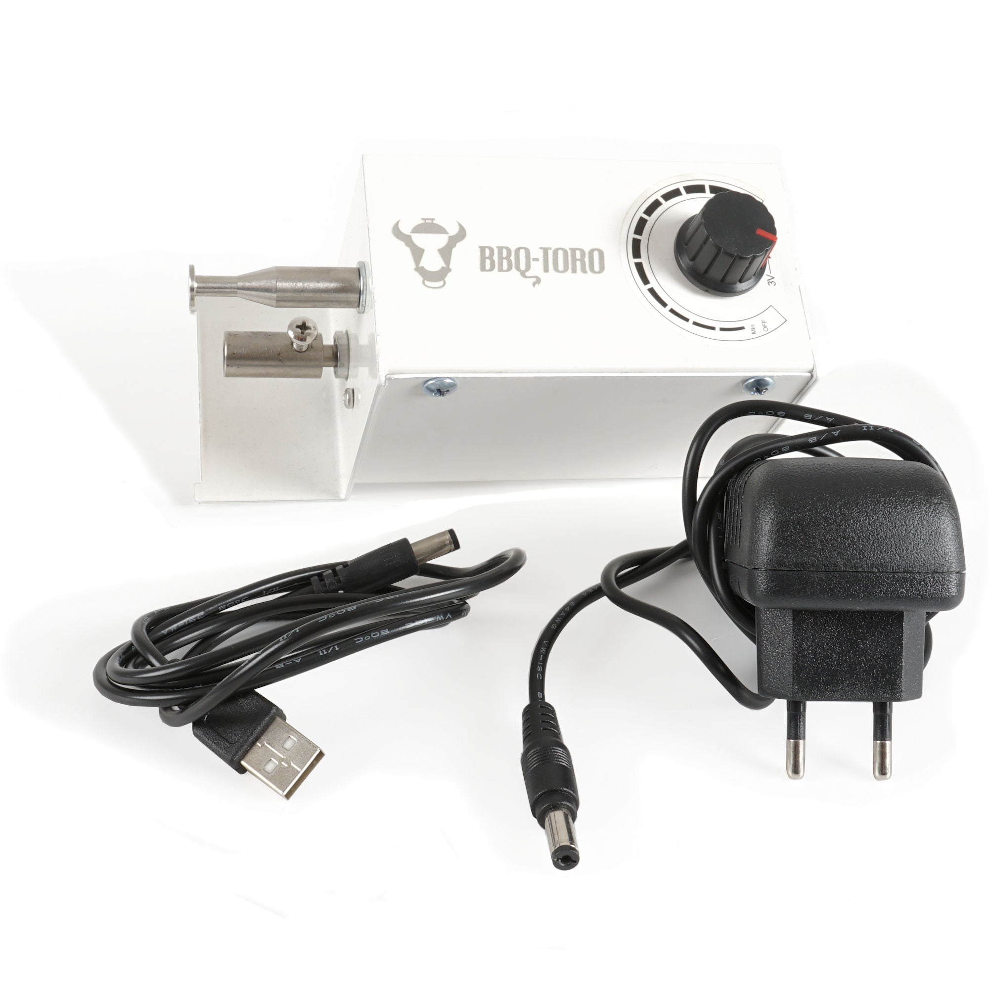 Accessoire pour grillades, 9 brochettes, 56 x 26-40 cm, acier inoxydable, moteur inclus à gauche